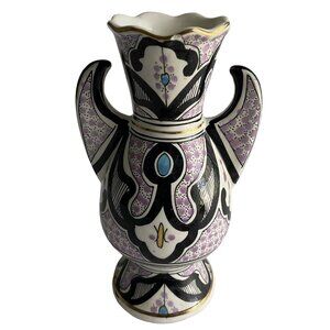 Azouz Kharraz Ceramic Vase Made Tunisia Arabic Utique Bizerte Vintage CHIP